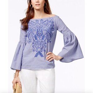 3/$60 INC Embroidered Off Shoulder Striped Top L